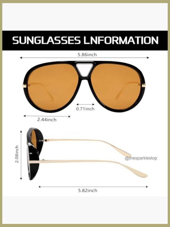Retro Gold Metal Oversized Aviator Sunglasses Polarized UV Protection
